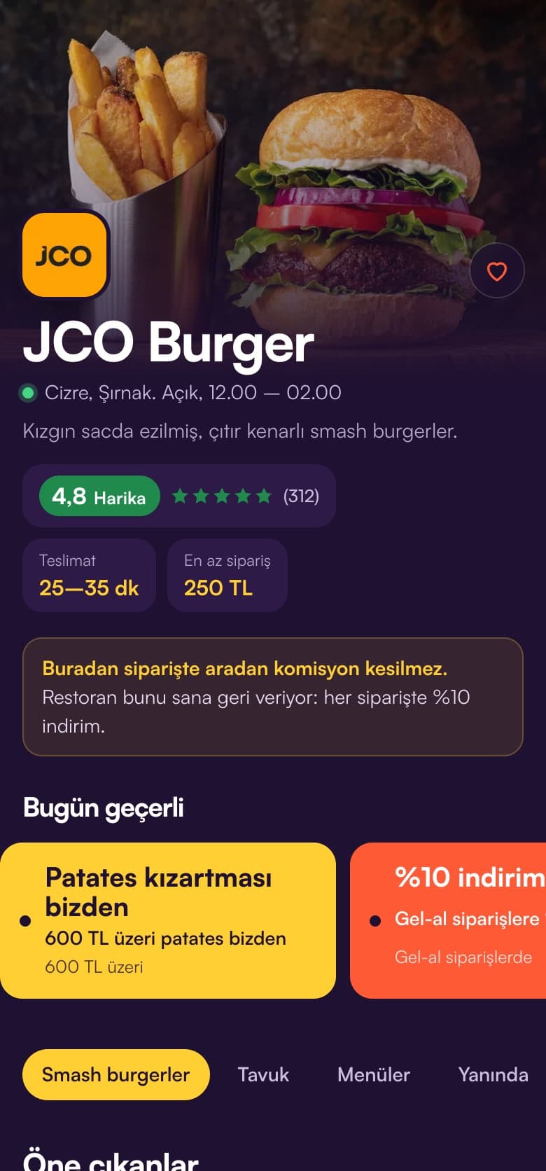 Clopify ile kurulan örnek restoran sipariş sayfası